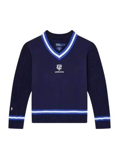 Polo Ralph Lauren Wimbledon Logo-Embroidered Cable-Knit Cotton-Blend Fleece Sweater - Men | Thumbnail 1 Polo Ralph Lauren Wimbledon Logo-Embroidered Cable-Knit Cotton-Blend Fleece Sweater - Men | Thumbnail 1