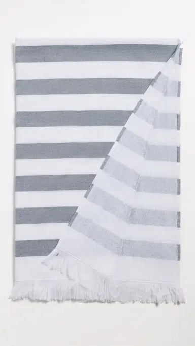 Weezie Beach Towel Coastal Navy Stripe One Size | Thumbnail 2