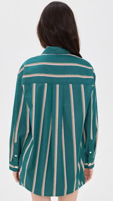 Madewell x Shopbop Easy Shirt In Mid-Weight Poplin Retro Stripe Deep Lagoon | Thumbnail 3 Madewell x Shopbop Easy Shirt In Mid-Weight Poplin Retro Stripe Deep Lagoon | Thumbnail 3