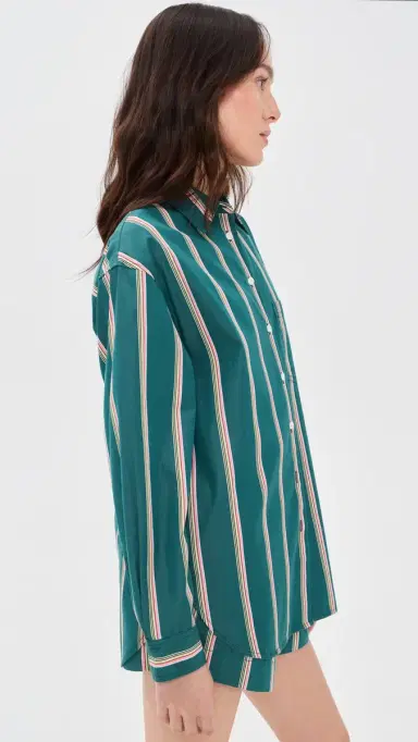 Madewell x Shopbop Easy Shirt In Mid-Weight Poplin Retro Stripe Deep Lagoon | Thumbnail 4 Madewell x Shopbop Easy Shirt In Mid-Weight Poplin Retro Stripe Deep Lagoon | Thumbnail 4