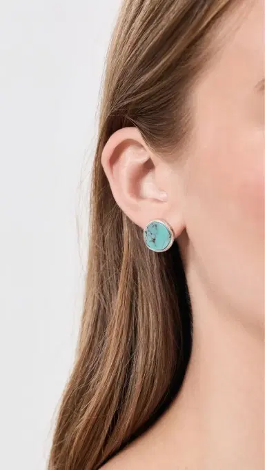 SHASHI Grand Turquoise Studs Turquoise One Size | Thumbnail 3