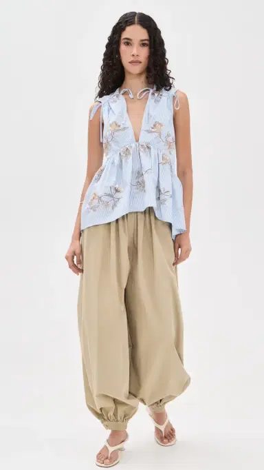 Aknvas Lamia Poplin Embroidered Top Blue and White 0 | Thumbnail 5