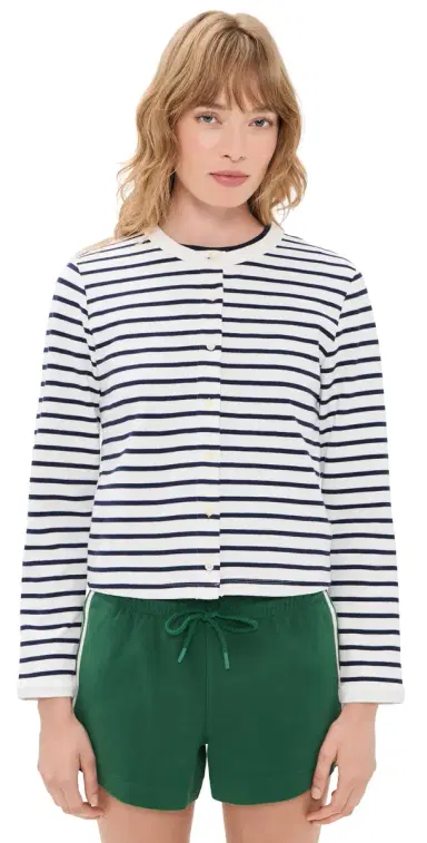 Alex Mill Coco Sport Cadigan In Stripe /Navy | Thumbnail 1 Alex Mill Coco Sport Cadigan In Stripe /Navy | Thumbnail 1