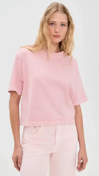 Madewell x Shopbop The Boxy Crop Tee in Allday Jersey Dreamy Pink L | Thumbnail 2