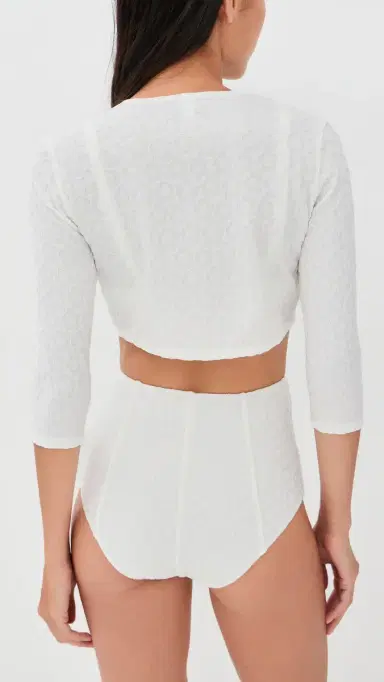 Lisa Marie Fernandez Cropped Cardigan White 60s Floral Jacquard S | Thumbnail 3 Lisa Marie Fernandez Cropped Cardigan White 60s Floral Jacquard S | Thumbnail 3