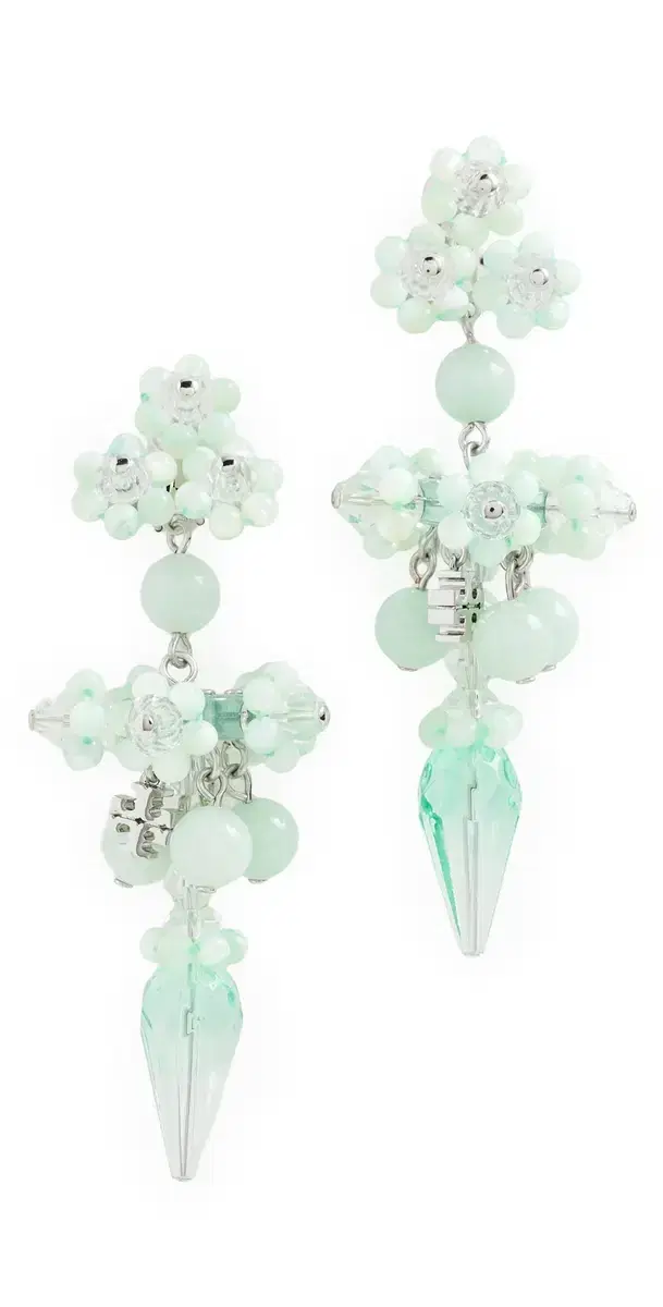 Tory Burch Curiosity Beaded Linear Earrings Tory Silver / Mint One Size