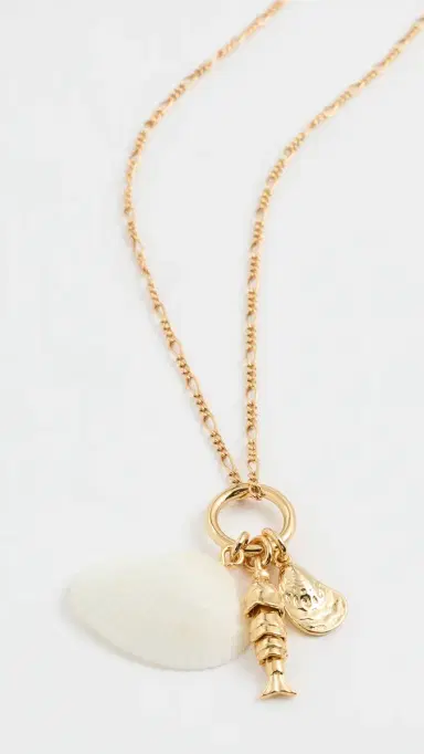 Madewell x Shopbop Two-Pack Beaded Shell Necklace Set Antique Gold One Size | Thumbnail 4