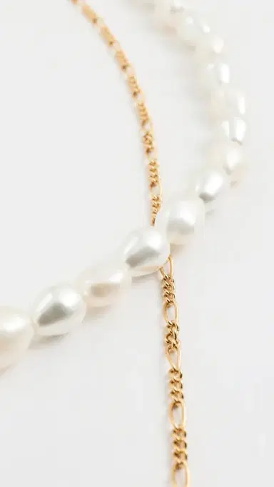 Madewell x Shopbop Two-Pack Beaded Shell Necklace Set Antique Gold One Size | Thumbnail 5