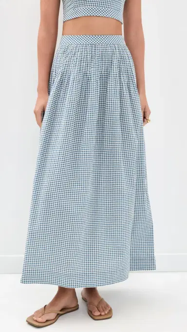 Hill House Home The Ame Skirt Teal Gingham | Thumbnail 2