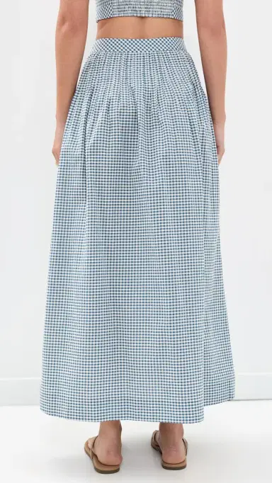 Hill House Home The Ame Skirt Teal Gingham | Thumbnail 3