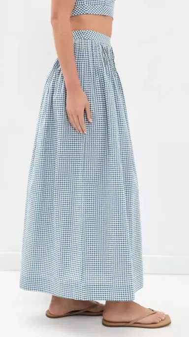 Hill House Home The Ame Skirt Teal Gingham | Thumbnail 4