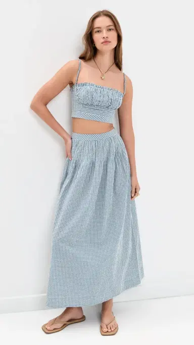 Hill House Home The Ame Skirt Teal Gingham | Thumbnail 5