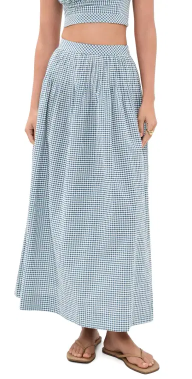 Hill House Home The Ame Skirt Teal Gingham | Thumbnail 1