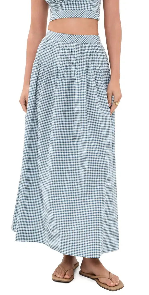 Hill House Home The Ame Skirt Teal Gingham