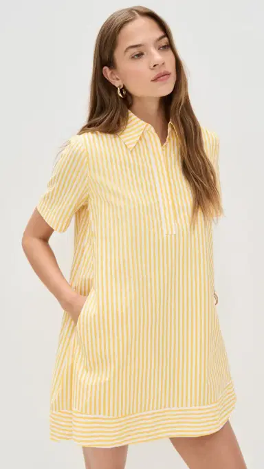 English Factory Striped Mini Dress Yellow Stripe | Thumbnail 2