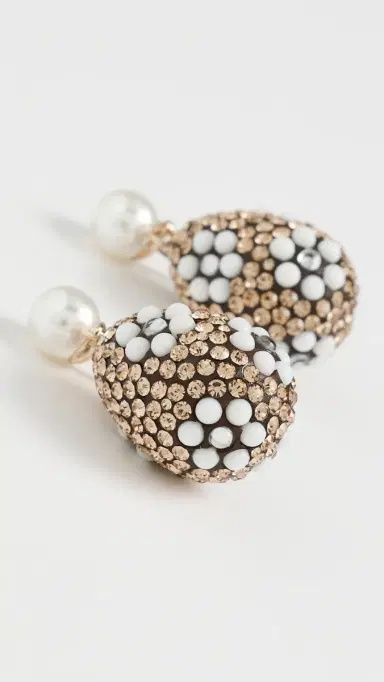 Tory Burch Curiosity Crystal Pearl Drop Earrings Tory Gold/Light Brown One Size | Thumbnail 4