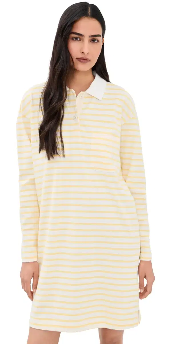 Alex Mill Rugby Dress In tripe Natural/Yellow