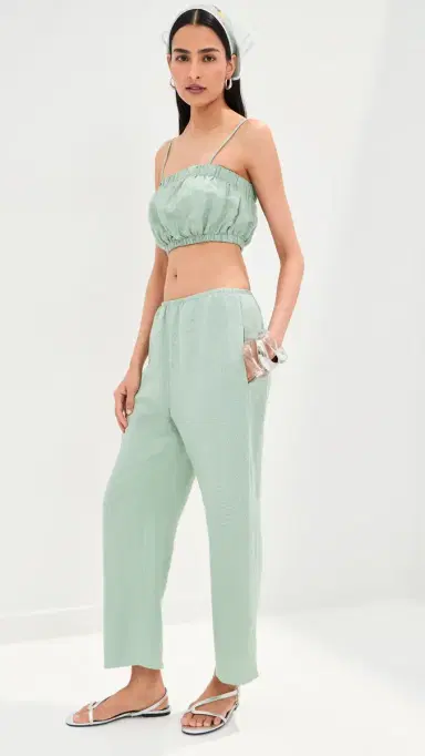LE BOP Kelsey Cropped id Rise Pants Frosty Green | Thumbnail 4