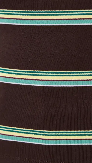 Madewell x hopbop The '90s One-Shoulder Tank in Compact Cotton Retro Dark Brown Yellow tripe | Thumbnail 6