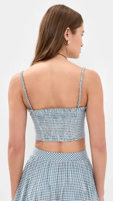Hill House Home The Maisie Crop Top Teal Gingham | Thumbnail 3