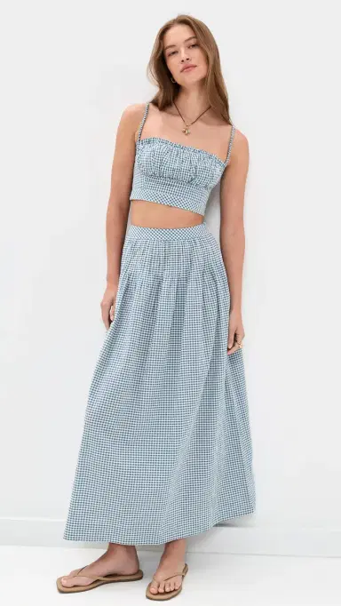 Hill House Home The Maisie Crop Top Teal Gingham | Thumbnail 5