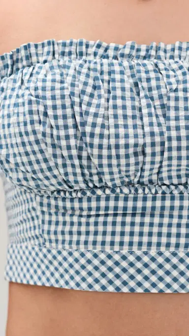 Hill House Home The Maisie Crop Top Teal Gingham | Thumbnail 6
