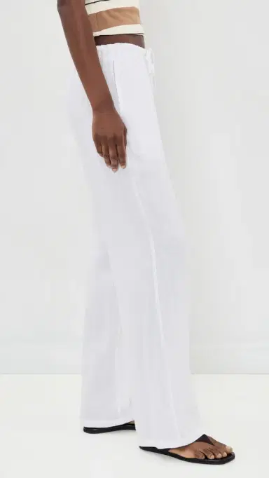 perfectwhitetee Lorana Linen Drawstring Pants White | Thumbnail 4