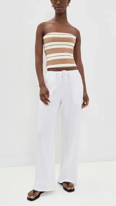 perfectwhitetee Lorana Linen Drawstring Pants White | Thumbnail 5
