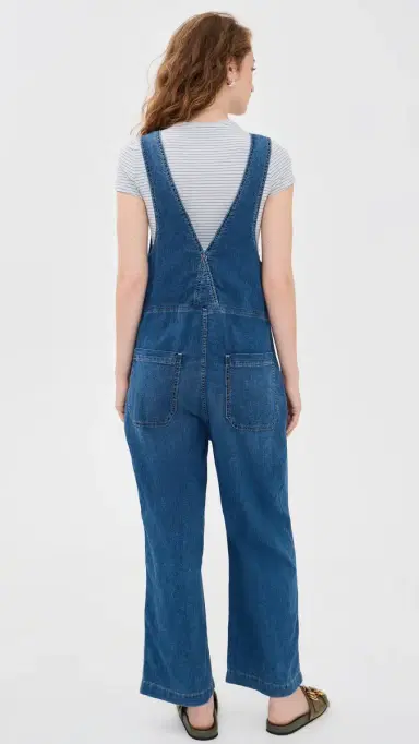 Free People Jude Denim Overalls Mid Indigo L | Thumbnail 3