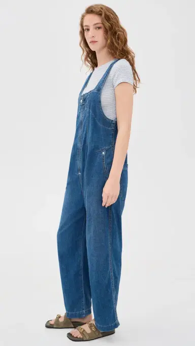 Free People Jude Denim Overalls Mid Indigo L | Thumbnail 4