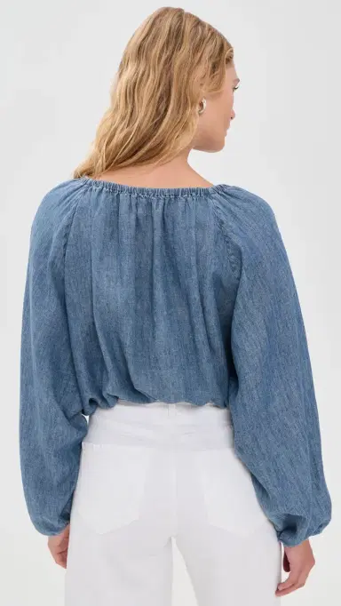 Faherty Tried & True Chambray Nera Top River Mist Wash S | Thumbnail 3