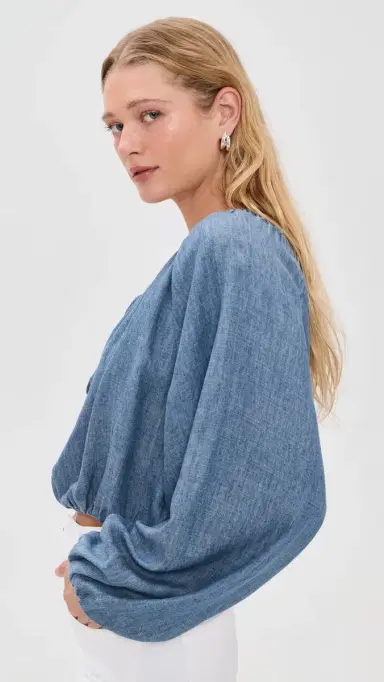 Faherty Tried & True Chambray Nera Top River Mist Wash S | Thumbnail 4
