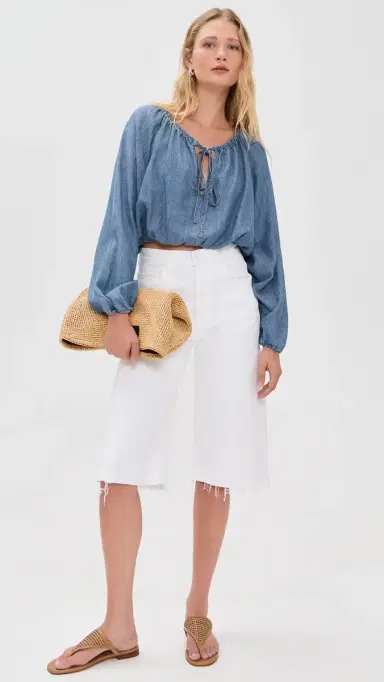 Faherty Tried & True Chambray Nera Top River Mist Wash S | Thumbnail 5