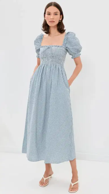 Hill House Home The Scarlett Midi Nap Dress Teal Gingham | Thumbnail 2 Hill House Home The Scarlett Midi Nap Dress Teal Gingham | Thumbnail 2
