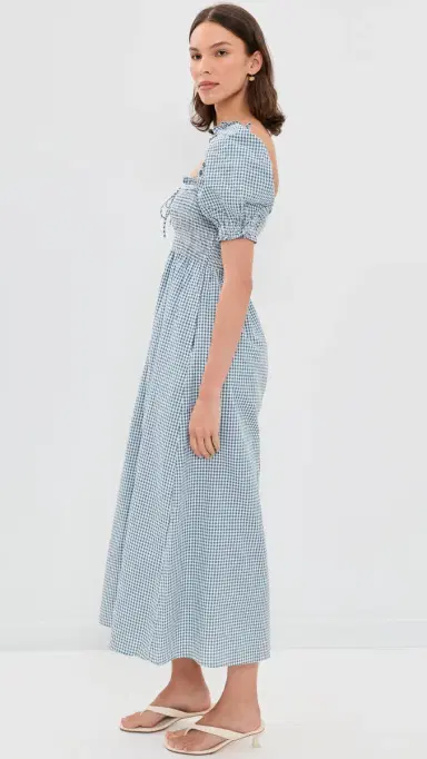 Hill House Home The Scarlett Midi Nap Dress Teal Gingham | Thumbnail 4 Hill House Home The Scarlett Midi Nap Dress Teal Gingham | Thumbnail 4