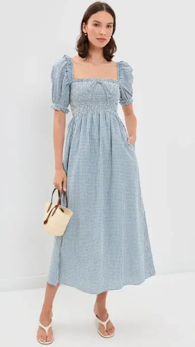 Hill House Home The Scarlett Midi Nap Dress Teal Gingham | Thumbnail 5 Hill House Home The Scarlett Midi Nap Dress Teal Gingham | Thumbnail 5