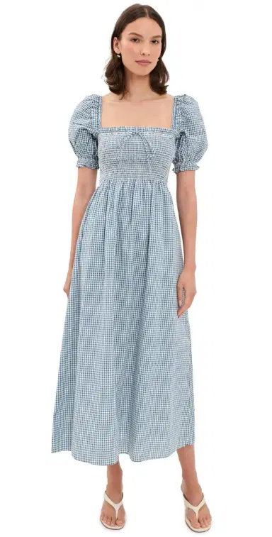 Hill House Home The Scarlett Midi Nap Dress Teal Gingham | Thumbnail 1 Hill House Home The Scarlett Midi Nap Dress Teal Gingham | Thumbnail 1
