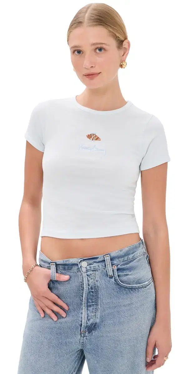 House of Sunny Croissant Baby Tee Soft Blue