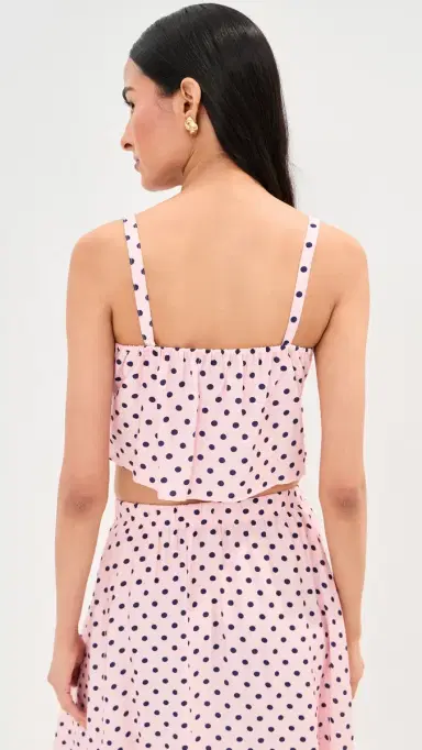 LE BOP Martha Polka Dot Crop Top Pink Dot S | Thumbnail 3