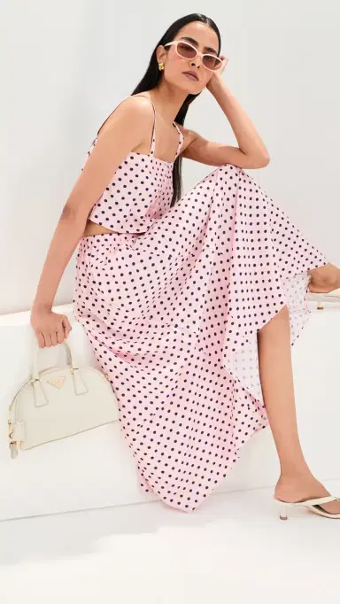 LE BOP Martha Polka Dot Crop Top Pink Dot S | Thumbnail 5