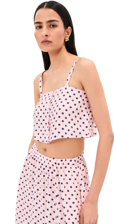 LE BOP Martha Polka Dot Crop Top Pink Dot S | Thumbnail 1