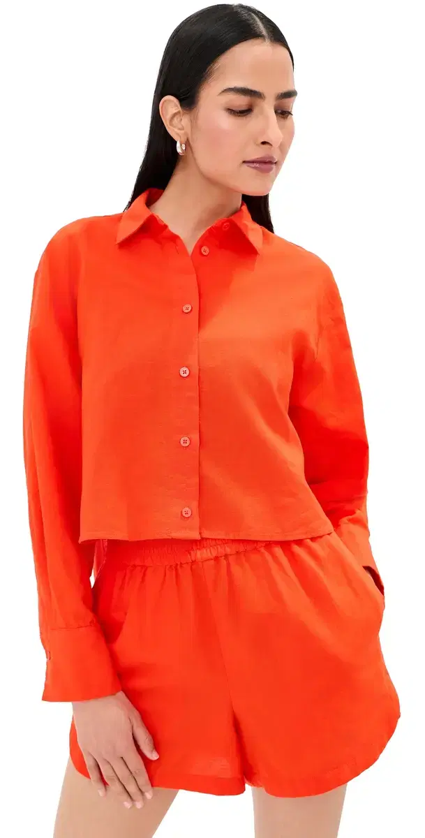 Felicity Boxy Cropped inen Button Down Clam Bake