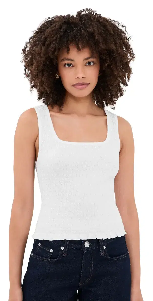 Madewell Smocked Scoop Neck Tank White