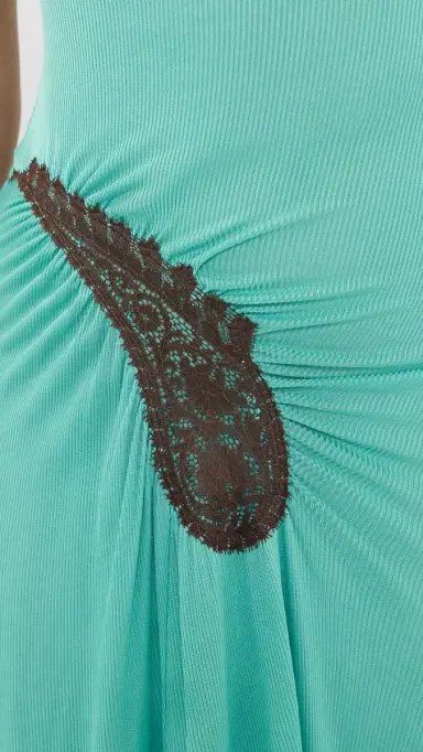 Christopher Esber Paisley Lace Rib Cami Dress Mineral Turquoise/Husk Brown 8 | Thumbnail 6
