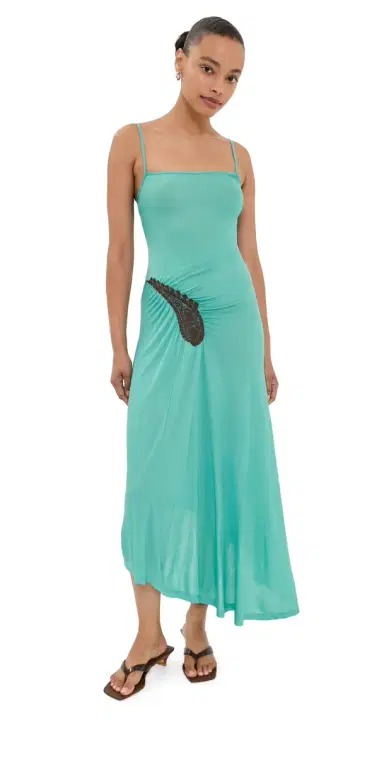Christopher Esber Paisley Lace Rib Cami Dress Mineral Turquoise/Husk Brown 8 | Thumbnail 1