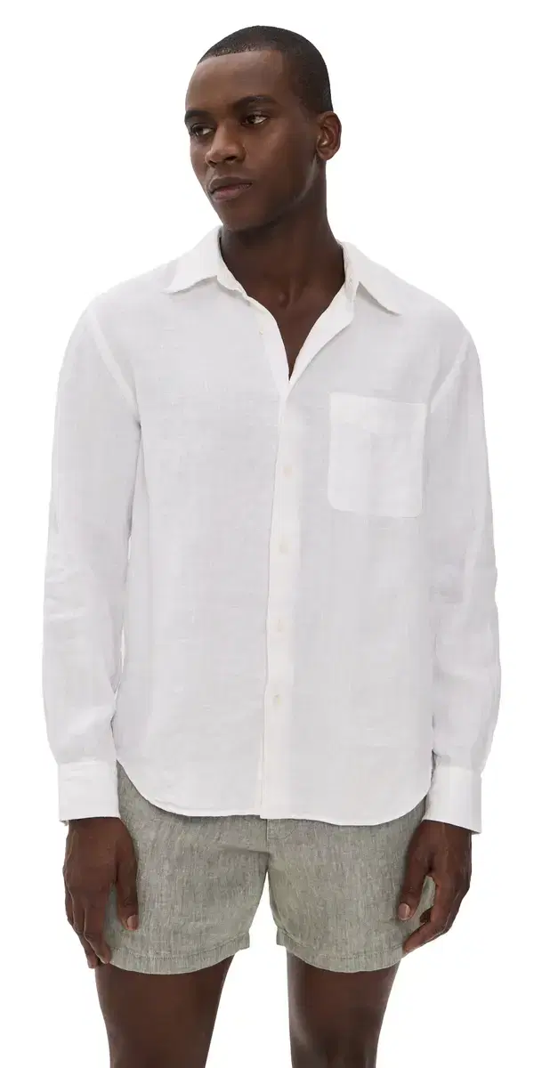 x hopbop Linen Button Down Shirt White