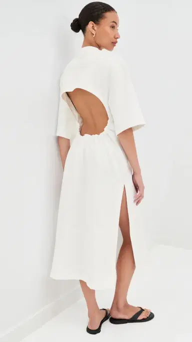 WARDROBE.NYC WARDROBE. NYC Backless T-Shirt Midi Dress White | Thumbnail 2