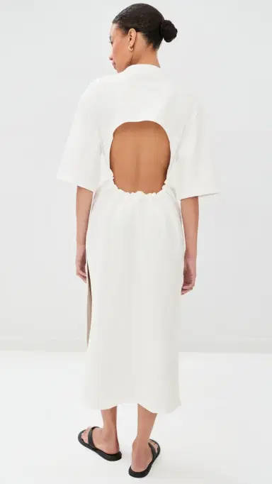 WARDROBE.NYC WARDROBE. NYC Backless T-Shirt Midi Dress White | Thumbnail 4