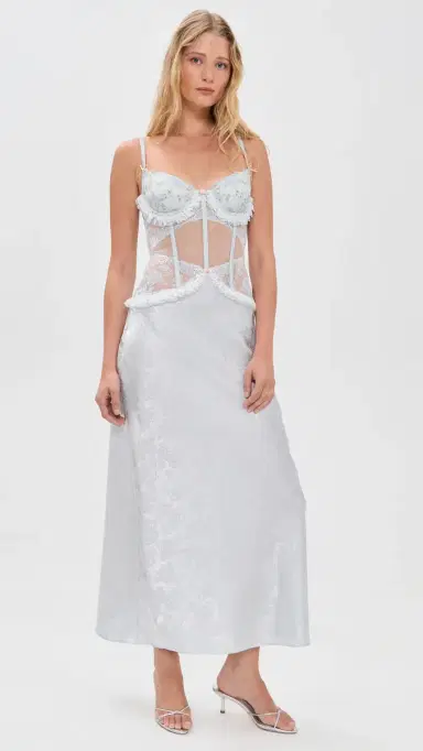 For Love & Lemons Maribel Maxi Slip Dress Blue | Thumbnail 2 For Love & Lemons Maribel Maxi Slip Dress Blue | Thumbnail 2