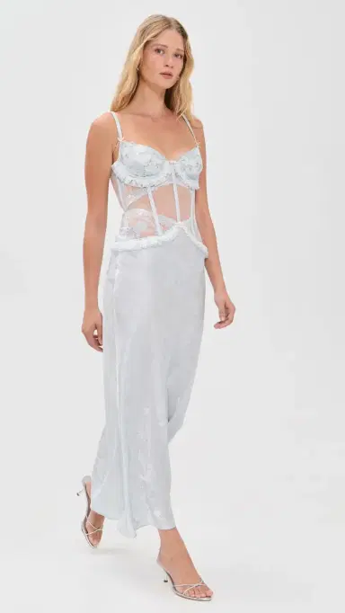 For Love & Lemons Maribel Maxi Slip Dress Blue | Thumbnail 6 For Love & Lemons Maribel Maxi Slip Dress Blue | Thumbnail 6